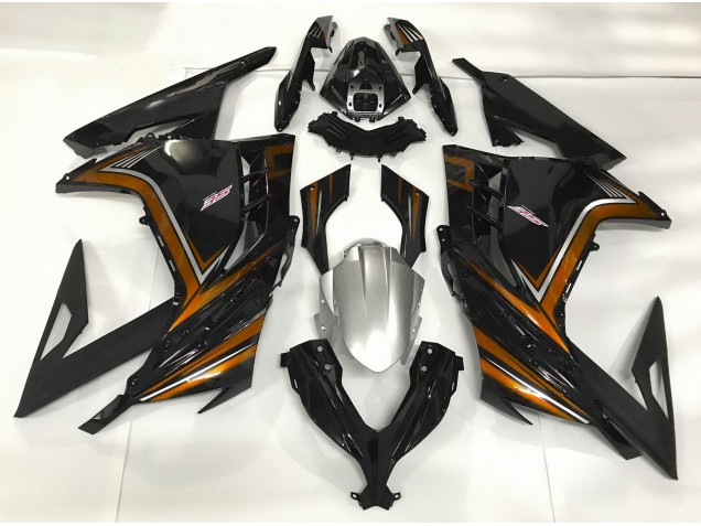 Negro Brillante & Naranja 2013-2018 Kawasaki Ninja 300 Carenados Moto