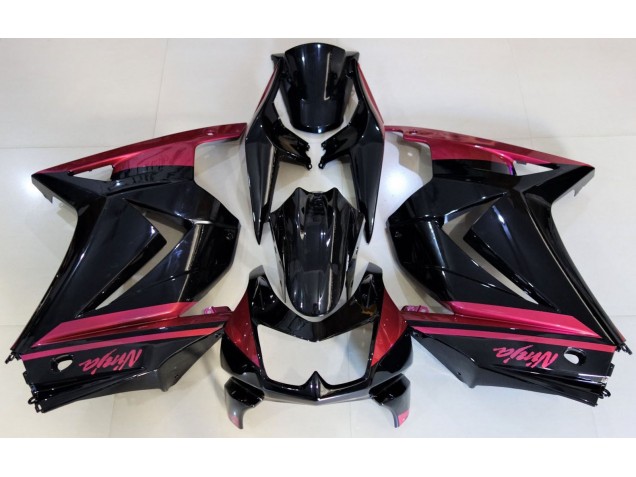 Negro Brillante & Rojo 2008-2012 Kawasaki Ninja 250 Carenados Moto