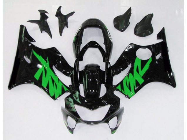 Negro Brillante & Verde 1999-2000 Honda CBR600 F4 Carenados Moto