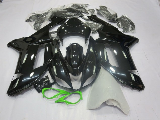Negro Brillante Verde 2007-2008 Kawasaki ZX6R Carenados Moto