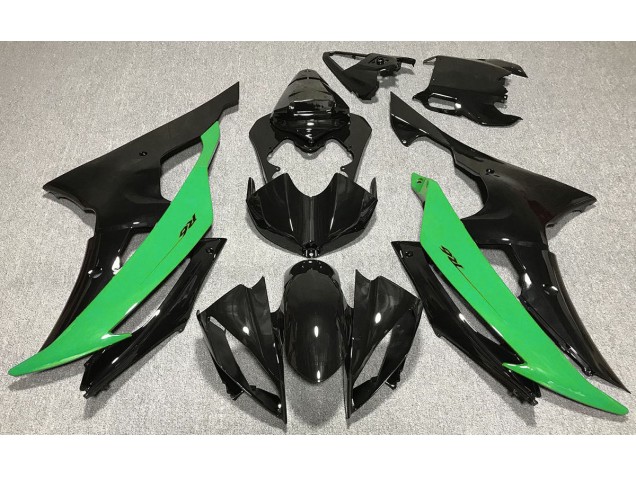 Negro Brillante & Verde 2008-2016 Yamaha R6 Carenados Moto