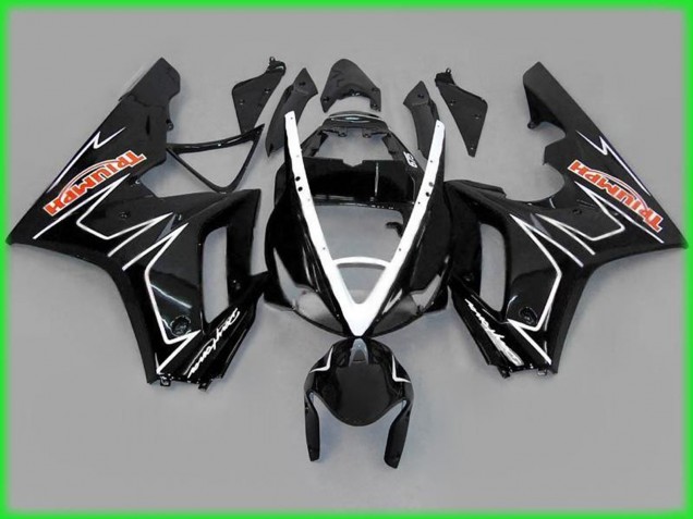 Negro Brillo Con Blanco 2006-2008 Triumph Daytona 675 Carenados Moto