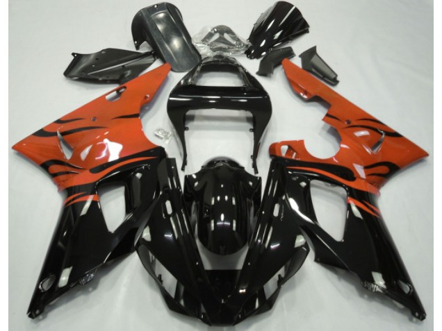 Negro Llama & Naranja 2000-2001 Yamaha R1 Carenados Moto