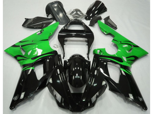 Negro Llama & Verde 2000-2001 Yamaha R1 Carenados Moto