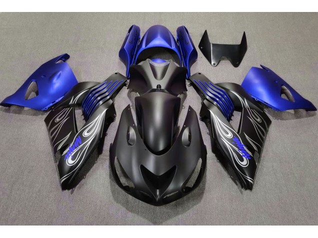 Negro Mate & Azul 2006-2011 Kawasaki ZX14R Carenados Moto
