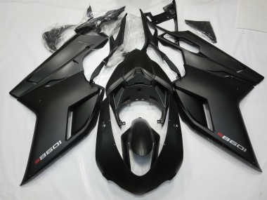 Negro Mate Con Rojo 2007-2014 Ducati 848 1098 1198 Carenados Moto