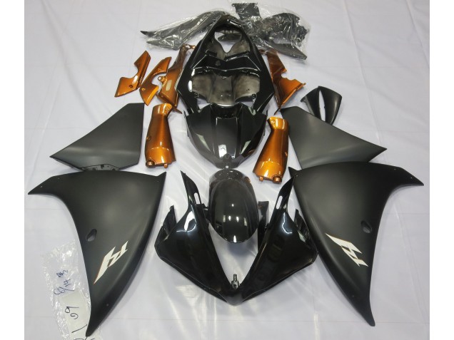 Negro Mate & Naranja 2009-2011 Yamaha R1 Carenados Moto