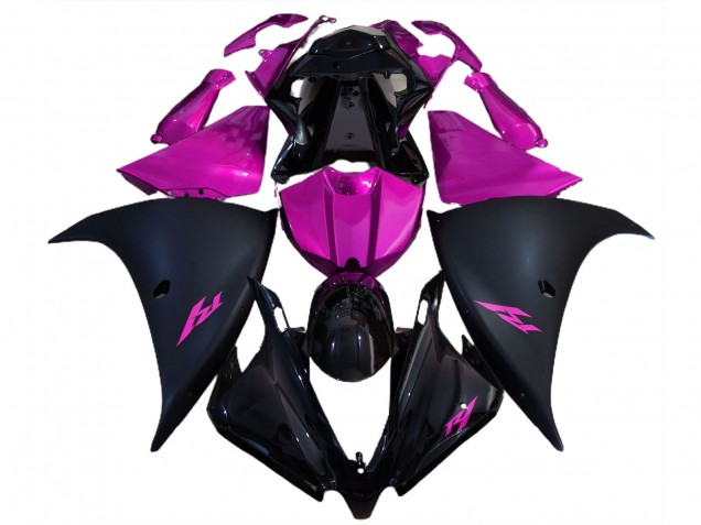 Negro Mate & Rosa 2012-2014 Yamaha R1 Carenados Moto
