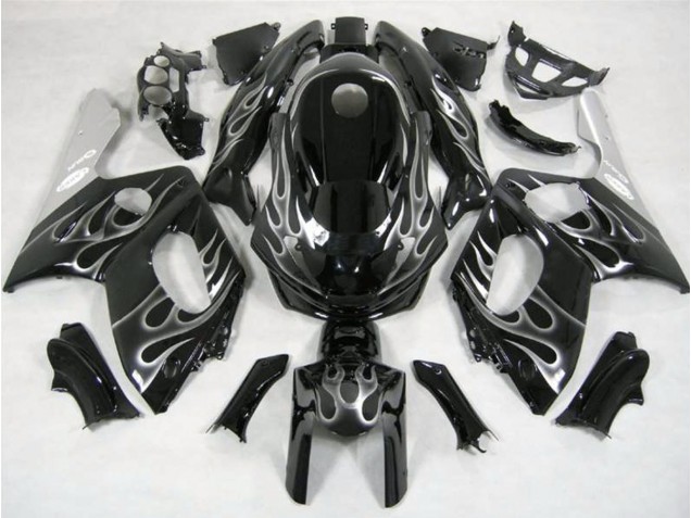 Negro & Plateado Llama 1998-2007 Yamaha YZF600 Carenados Moto
