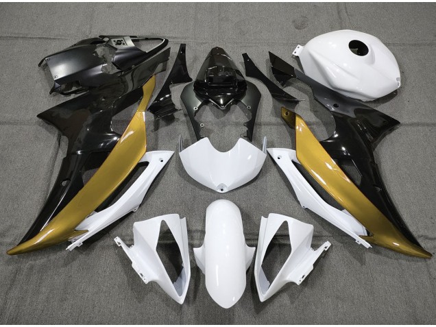 Oro Personalizado En Blanco & Negro 2008-2016 Yamaha R6 Carenados Moto