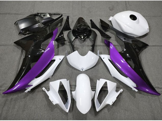 Púrpura Personalizado En Blanco & Negro 2008-2016 Yamaha R6 Carenados Moto