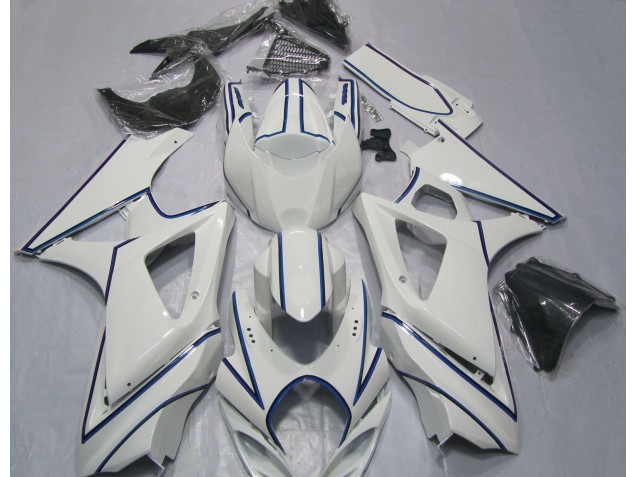 Raya Fina Azul Blanca Brillante 2007-2008 Suzuki GSXR 1000 Carenados Moto