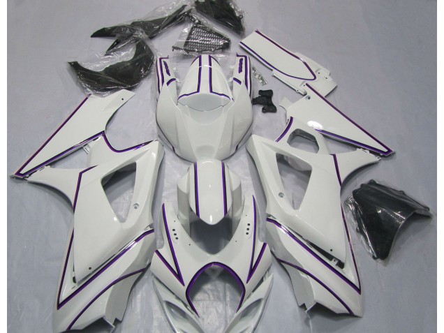 Raya Pin Púrpura Blanco Brillante 2007-2008 Suzuki GSXR 1000 Carenados Moto