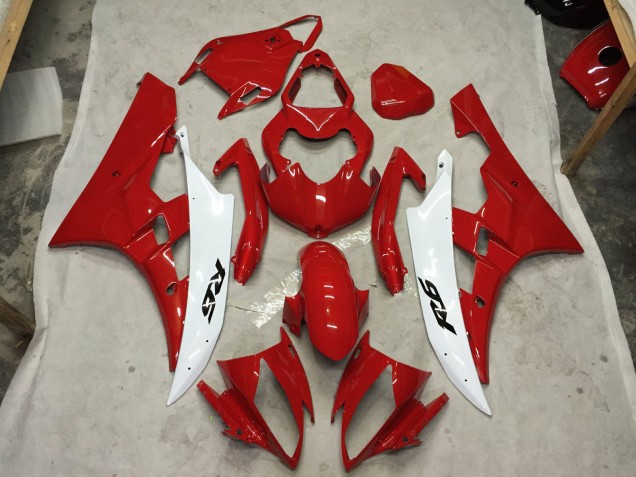 Rojo & Blanco 2006-2007 Yamaha R6 Carenados Moto