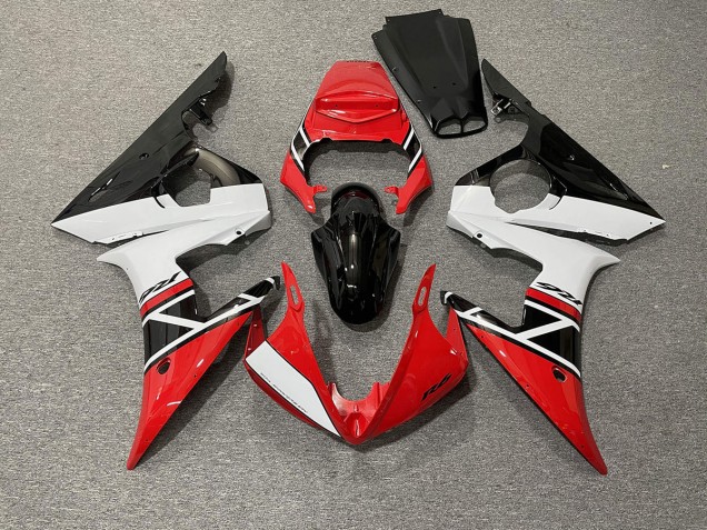 Rojo Blanco & Negro 2003-2004 Yamaha R6 Carenados Moto
