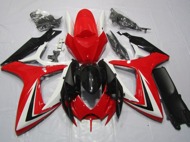 Rojo Blanco & Negro 2006-2007 Suzuki GSXR 600-750 Carenados Moto