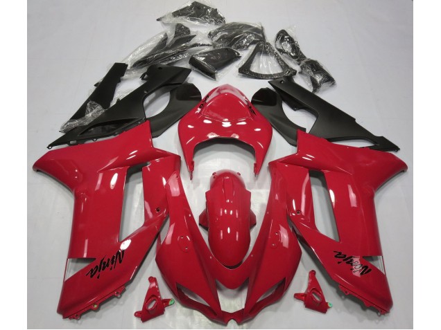 Rojo Brillante 2007-2008 Kawasaki ZX6R Carenados Moto
