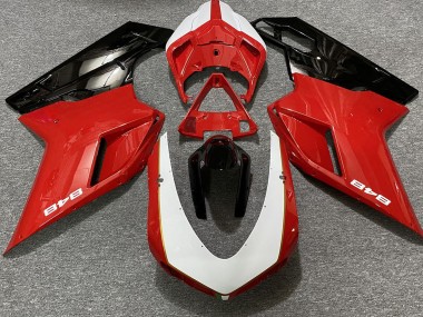 Rojo Brillante & Blanco (Etiqueta 848) 2007-2014 Ducati 848 1098 1198 Carenados Moto