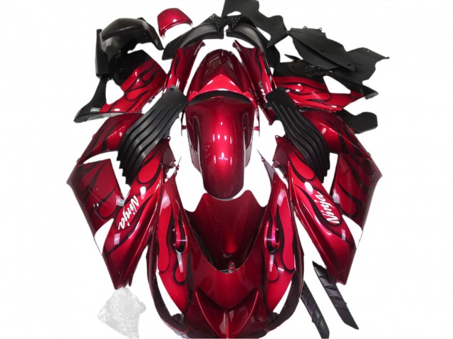 Rojo Brillante & Llama 2006-2011 Kawasaki ZX14R Carenados Moto