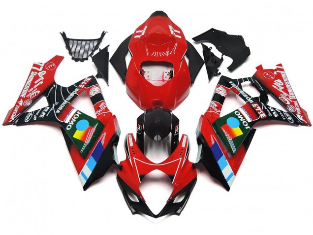 Rojo Brillante Multicolor 2007-2008 Suzuki GSXR 1000 Carenados Moto
