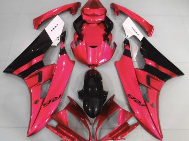 Rojo Brillante & Negro 2006-2007 Yamaha R6 Carenados Moto