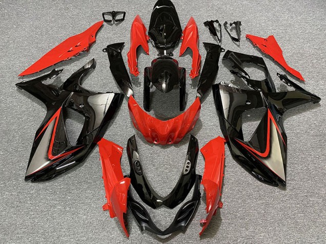 Rojo Brillante & Negro 2009-2016 Suzuki GSXR 1000 Carenados Moto