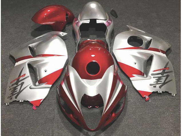 Rojo Brillante & Plata 1997-2007 Suzuki GSXR 1300 Carenados Moto