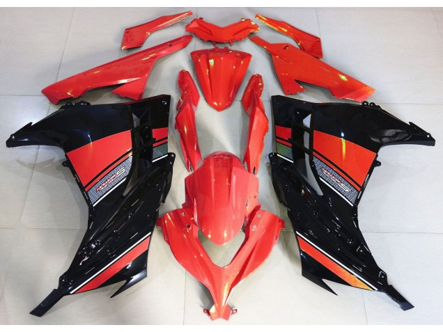 Rojo Caramelo & Negro 2013-2018 Kawasaki Ninja 300 Carenados Moto