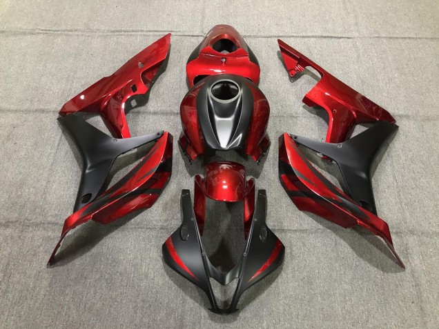 Rojo Intenso & Negro Mate 2007-2008 Honda CBR600RR Carenados Moto