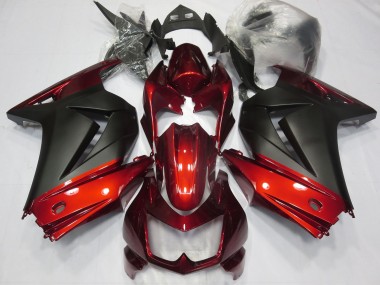 Rojo & Negro Mate 2008-2012 Kawasaki Ninja 250 Carenados Moto