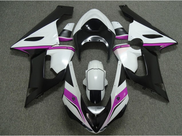 Rosa Blanco & Negro 2005-2006 Kawasaki ZX6R Carenados Moto