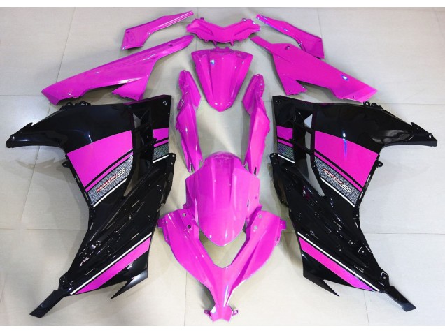 Rosa Fuerte & Negro 2013-2018 Kawasaki Ninja 300 Carenados Moto