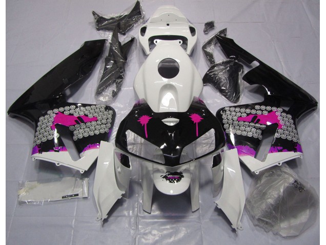 Salpicadura Rosa Sobre Negro Brillante 2005-2006 Honda CBR600RR Carenados Moto