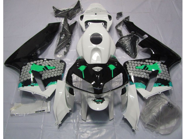 Salpicadura Turquesa Sobre Negro Brillante 2005-2006 Honda CBR600RR Carenados Moto