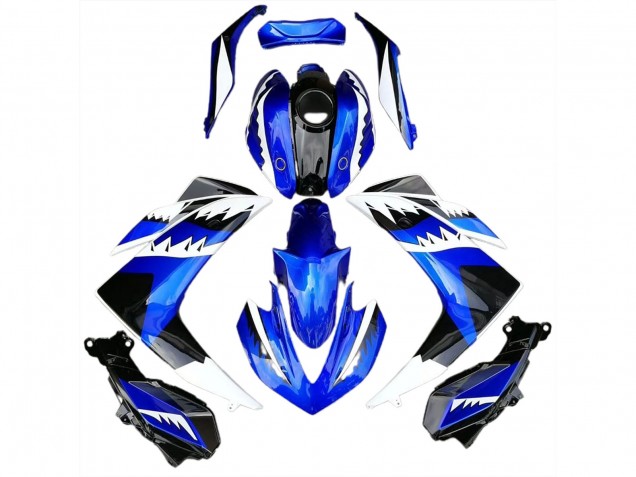 Tiburón Blanco Azul & Negro 2015-2018 Yamaha R3 Carenados Moto