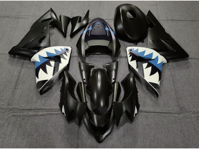 Tiburón Negro Mate & Azul Claro 2004-2005 Kawasaki ZX10R Carenados Moto