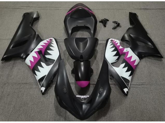 Tiburón Negro Mate & Rosa 2005-2006 Kawasaki ZX6R Carenados Moto