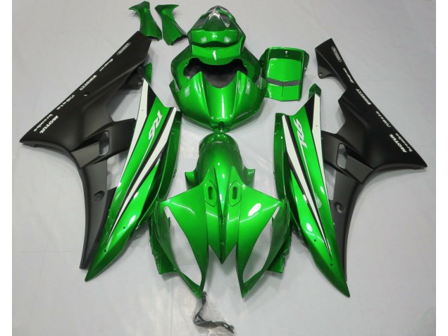 Verde Blanco & Negro 2006-2007 Yamaha R6 Carenados Moto