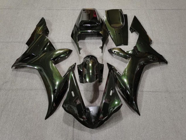 Verde Bosque & Dorado 2002-2003 Yamaha R1 Carenados Moto