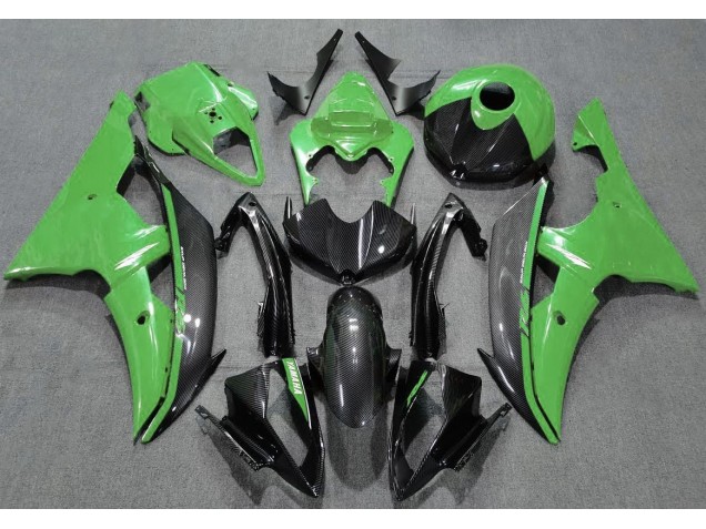 Verde Brillante & Fibra De Carbono 2008-2016 Yamaha R6 Carenados Moto