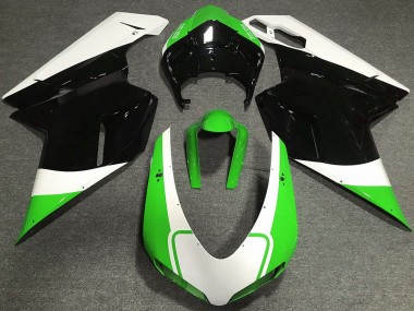 Verde Brillo Blanco & Negro 2007-2014 Ducati 848 1098 1198 Carenados Moto