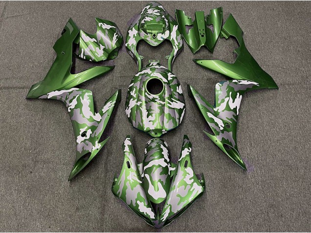 Verde Oscuro Camuflaje 2004-2006 Yamaha R1 Carenados Moto
